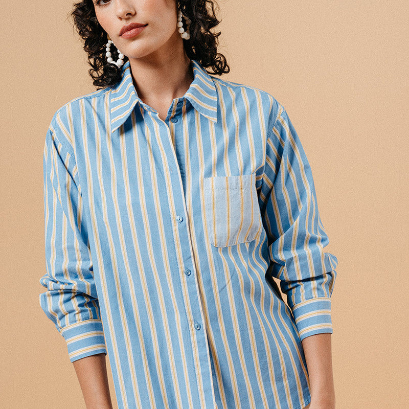 MALORIE CHEMISE BLEUE RAYÉE ''GRACE & MILA''