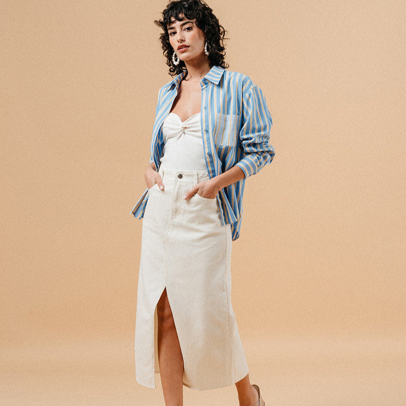 MALORIE CHEMISE BLEUE RAYÉE ''GRACE & MILA''