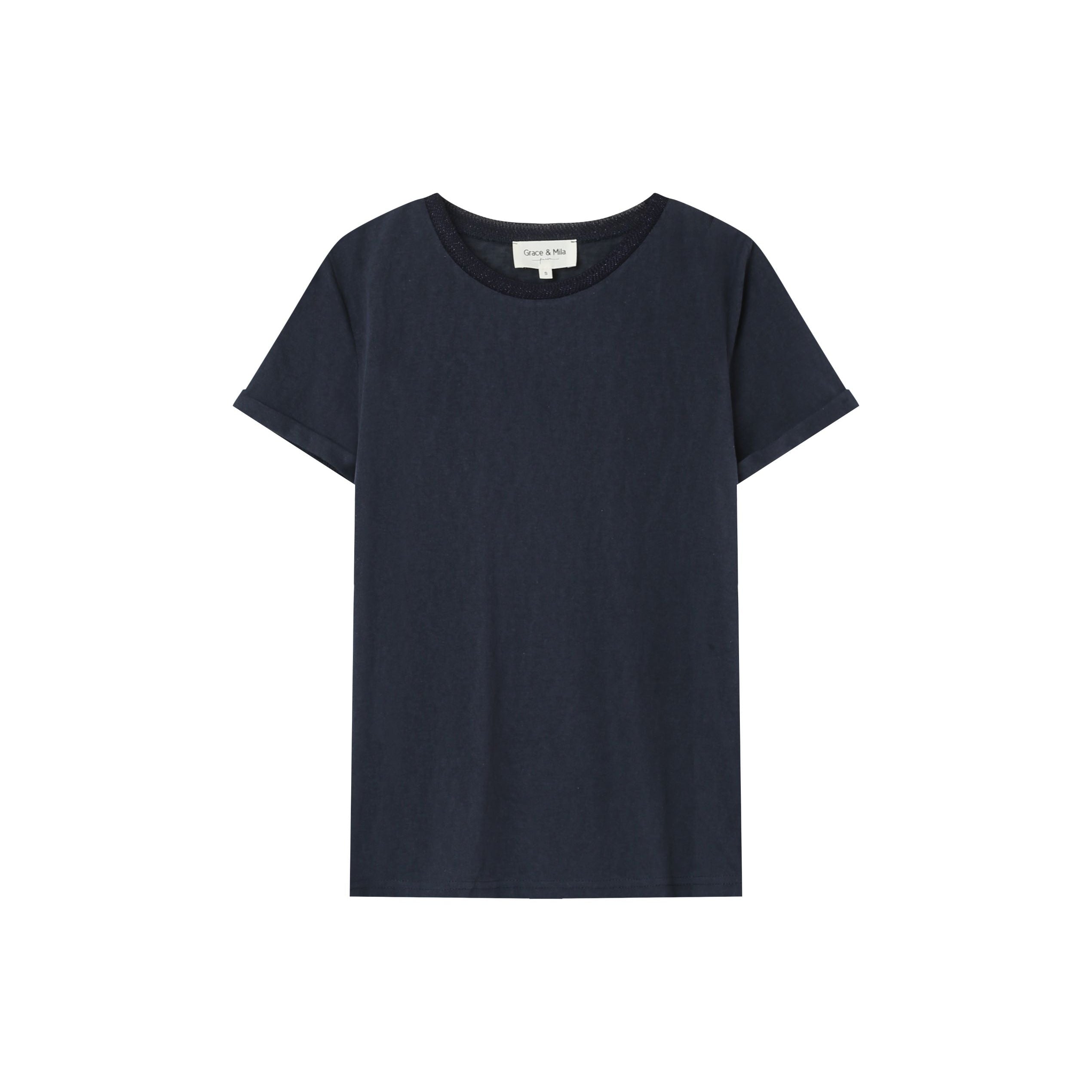 T-shirt Marine avec détail encolure